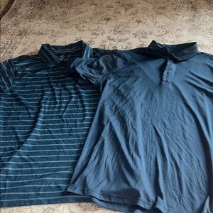 Pebble beach dry luxe performance Men's Blue Polo Shirts stripes XL